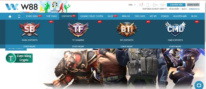 Tổng hợp các tựa game hấp dẫn tại SABA Esports W88